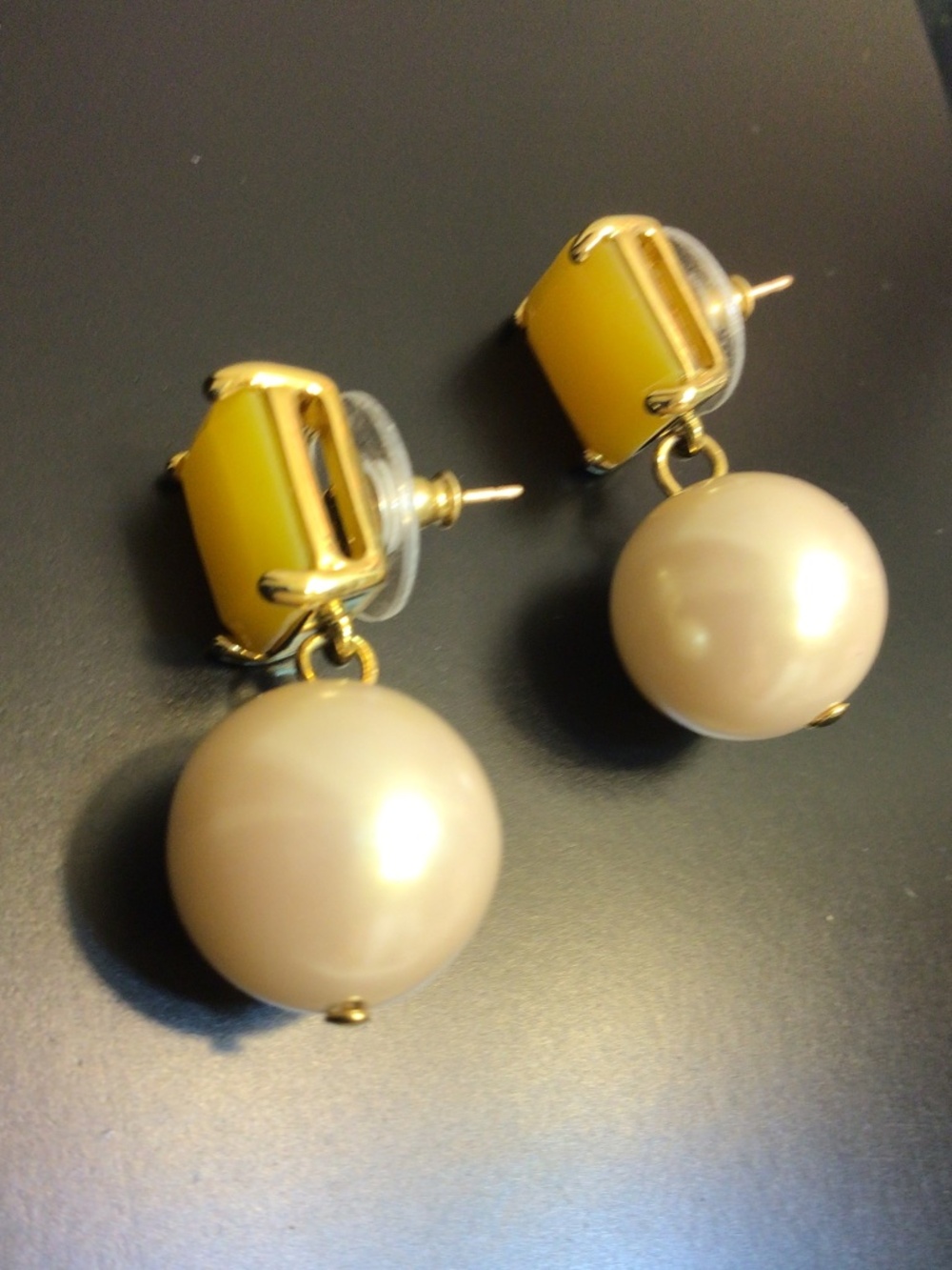 Kate Spade New York Dangle Drop Crystal/Glass Pearl Earrings 14k Gold Filled